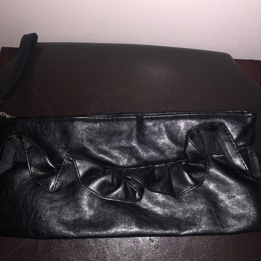 Black leather clutch